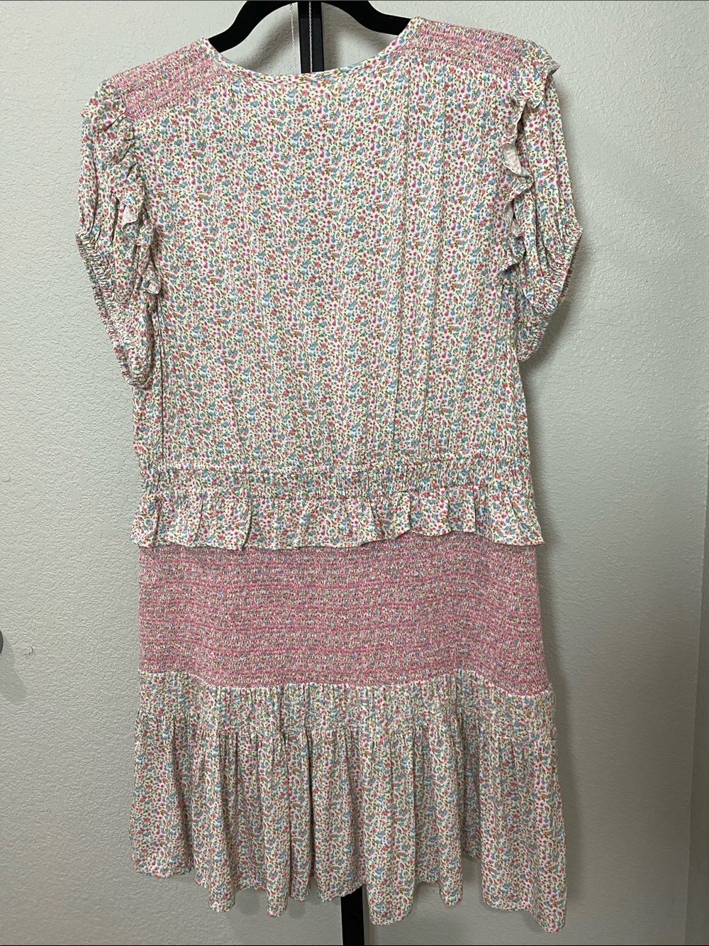 LoveShackFancy Pink Multicolor Floral Tiered mini Dress XL NWOT $425 retail - Picture 5 of 7